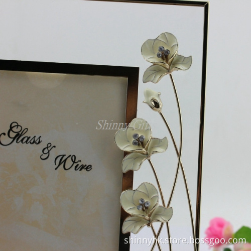 2015 Flower Design Glass Photo Frame for Weddings Party